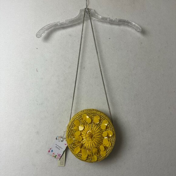 Round sunflower yellow gold chain Beaded Bag Shoulder Bag Made in India TikTok - Picture 2 of 5
